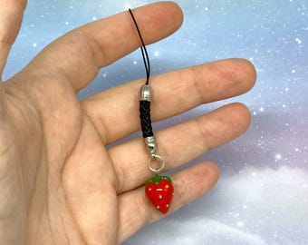Strawberry Keychain, Fruit, Fake Food, Strawberries, Handmade, Polymer Clay
