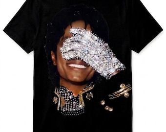 Het silhouet van de 'King of Pop' met strassteentjes MJ