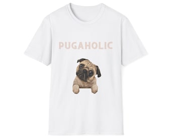 Pugaholic Mops Shirt | Mops Illustration T-Shirt, Hunde Liebhaber T-Shirt
