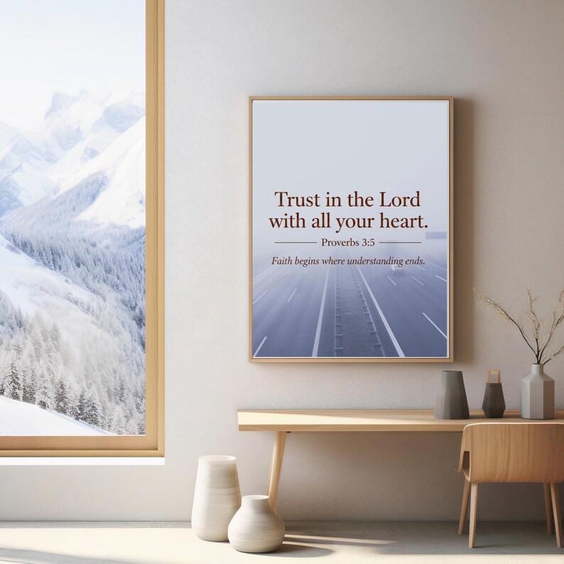 Proverb Frame Bible Verse Wall Art Printable | Proverbs 3:5 | Minimalist Christian ...