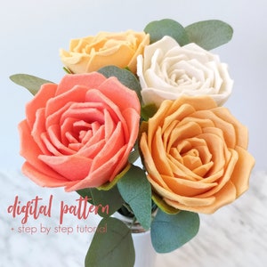 Felt Rose Pattern - SVG & PDF Digital Download. No Sew Flower Template for Bouquets, Wreaths, Mobiles. Felt Rose Pattern. DIY Felt Flowers