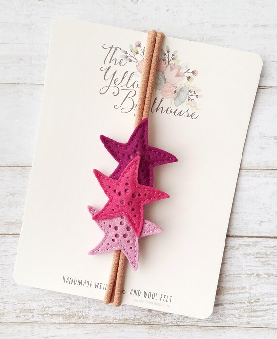 Pink Starfish Headband Felt Headband Nautical Infant Etsy