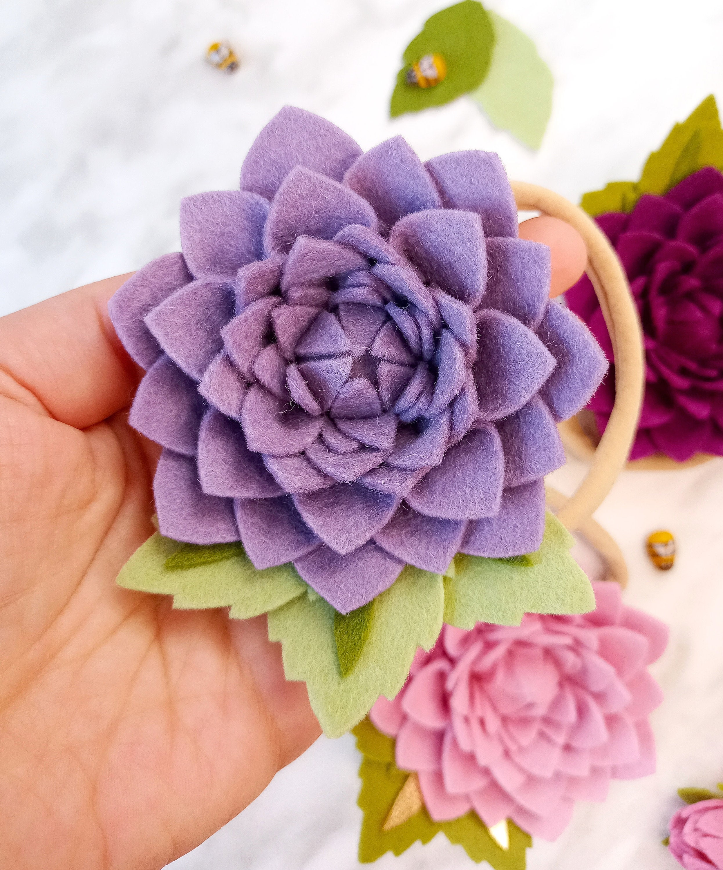 Felt Flowers Sewing Pattern for garland, headband, bouquet – Little Dear  Shop