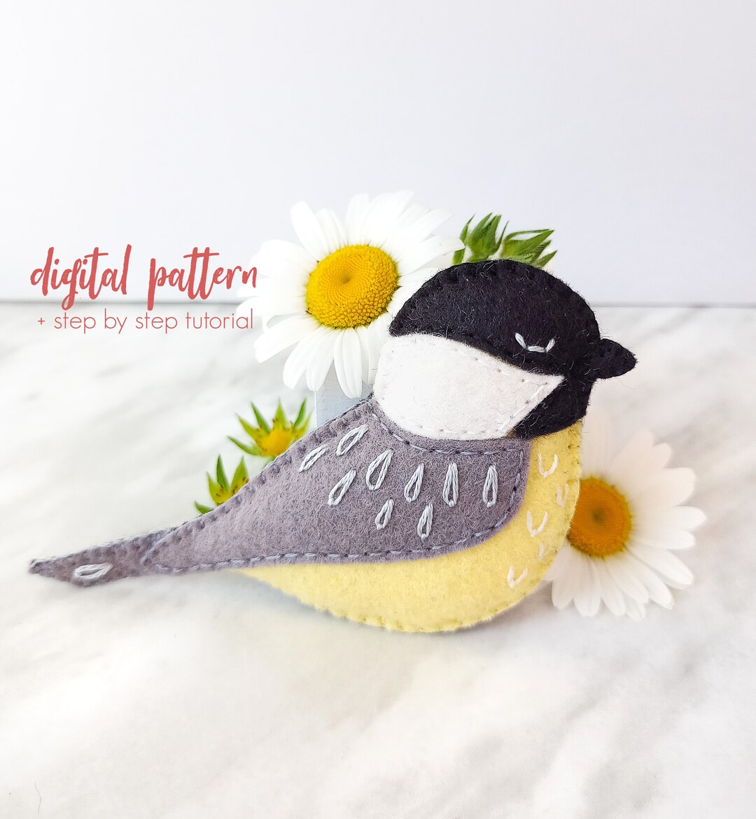 Felt Chickadee Pattern - PDF and SVG Instant Download. Embroidered Felt ...