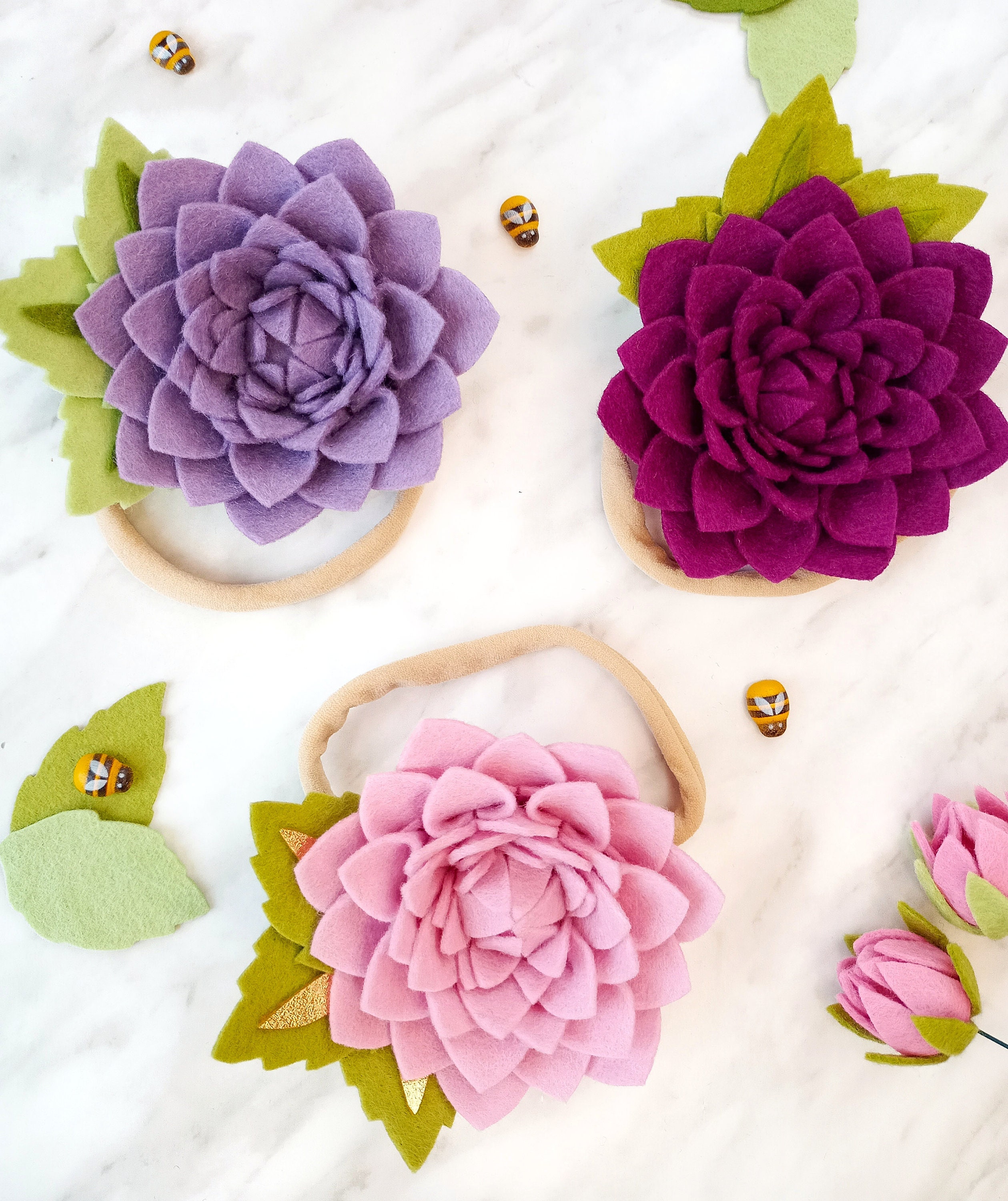 Felt Dahlia Headband PDF & SVG Pattern Digital Download, Felt Flower ...