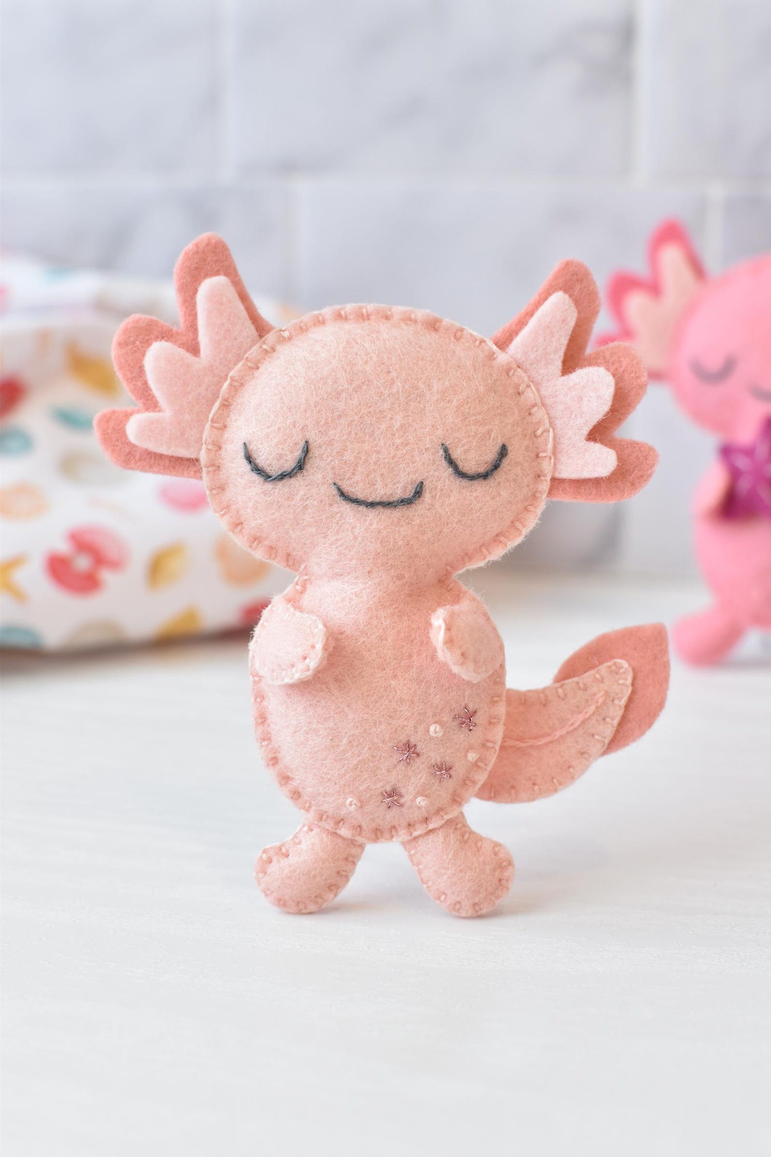 Felt Axolotl PDF Pattern & Tutorial. Easy Felt Animal Hand Sewing Plush ...
