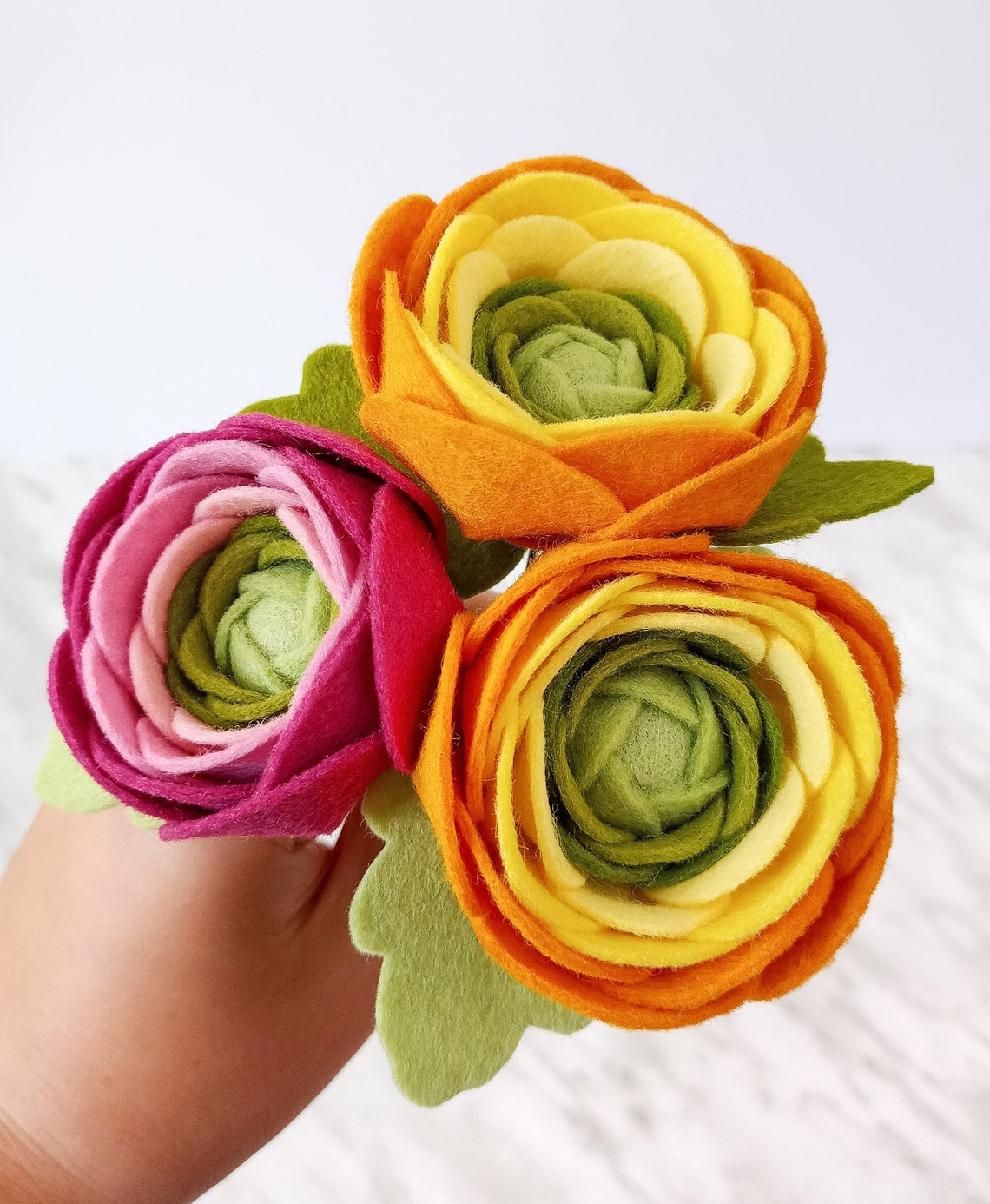 Felt Ranunculus Flower PDF & SVG Pattern Digital Download DIY Etsy UK