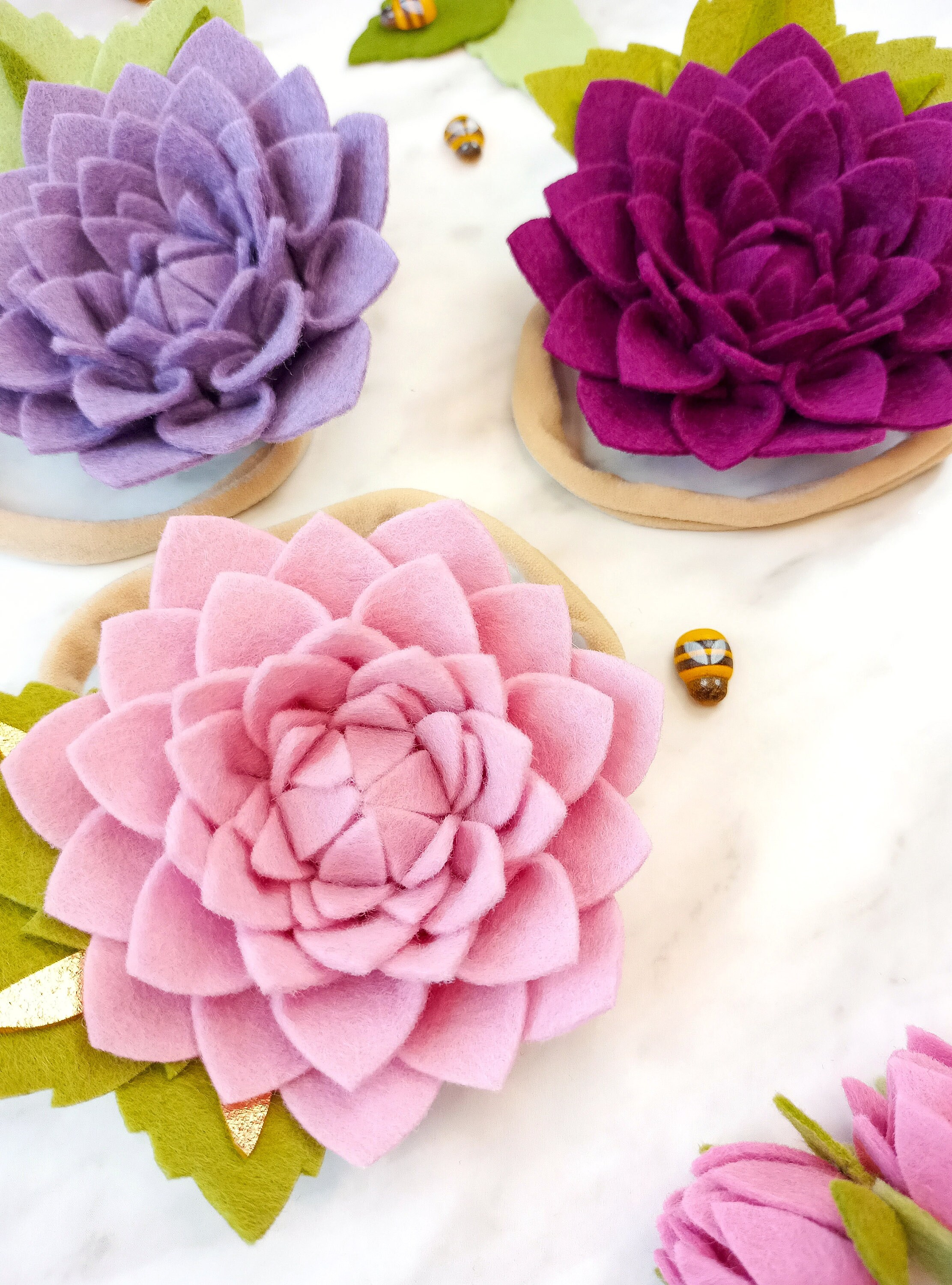 Felt Dahlia Headband PDF & SVG Pattern Digital Download, Felt Flower ...