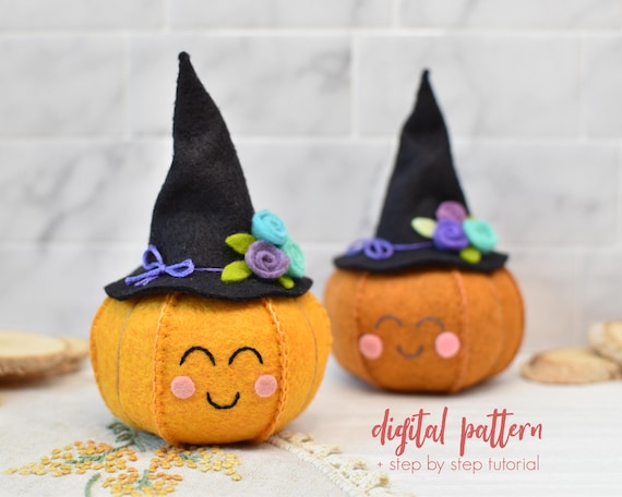 Felt Pumpkin Sewing Pattern. DIY Halloween Craft Tutorial  display picture 2