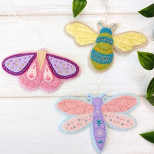 3 Felt Insect Patterns, Bee, Moth & Dragonfly PDF Sewing Patterns ...