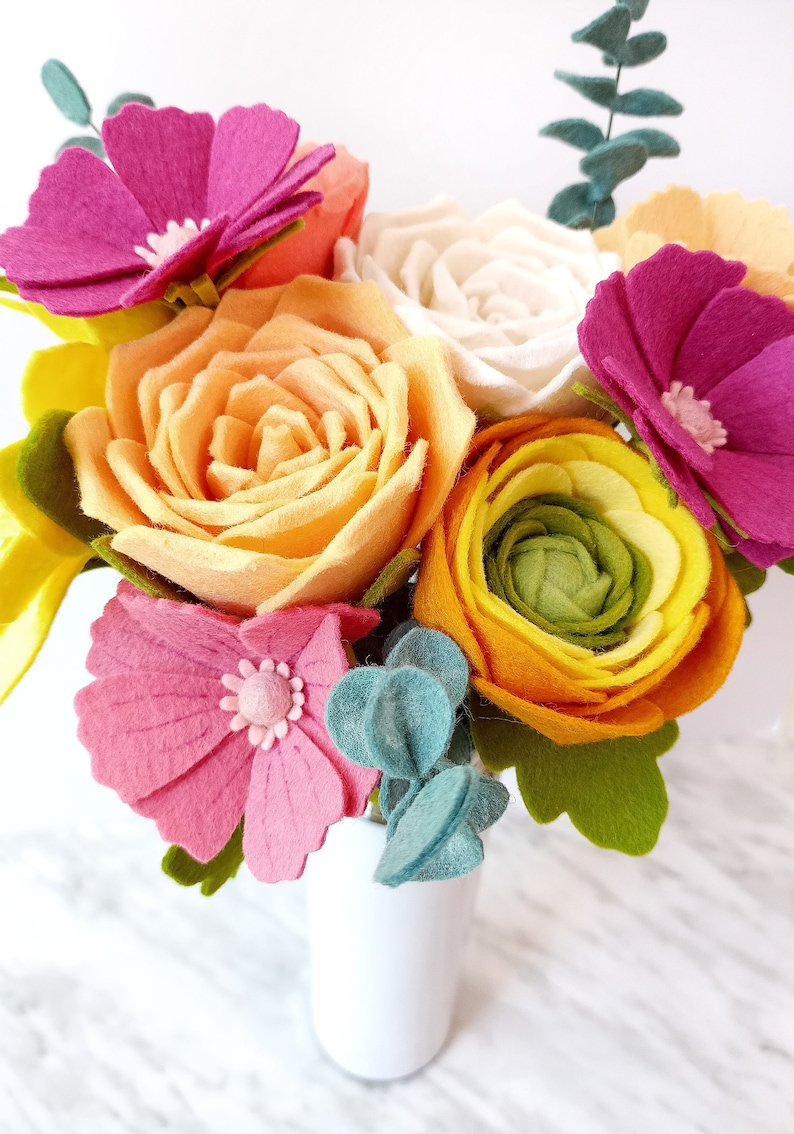 Felt Flower Bouquet Pattern Set Instant Digital Download PDF Etsy