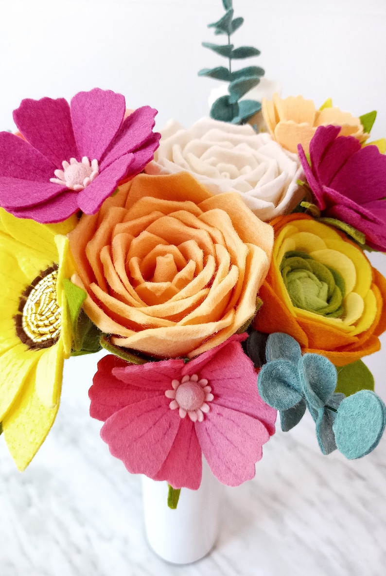 Felt Flower Bouquet Pattern Set Instant Digital Download PDF Etsy