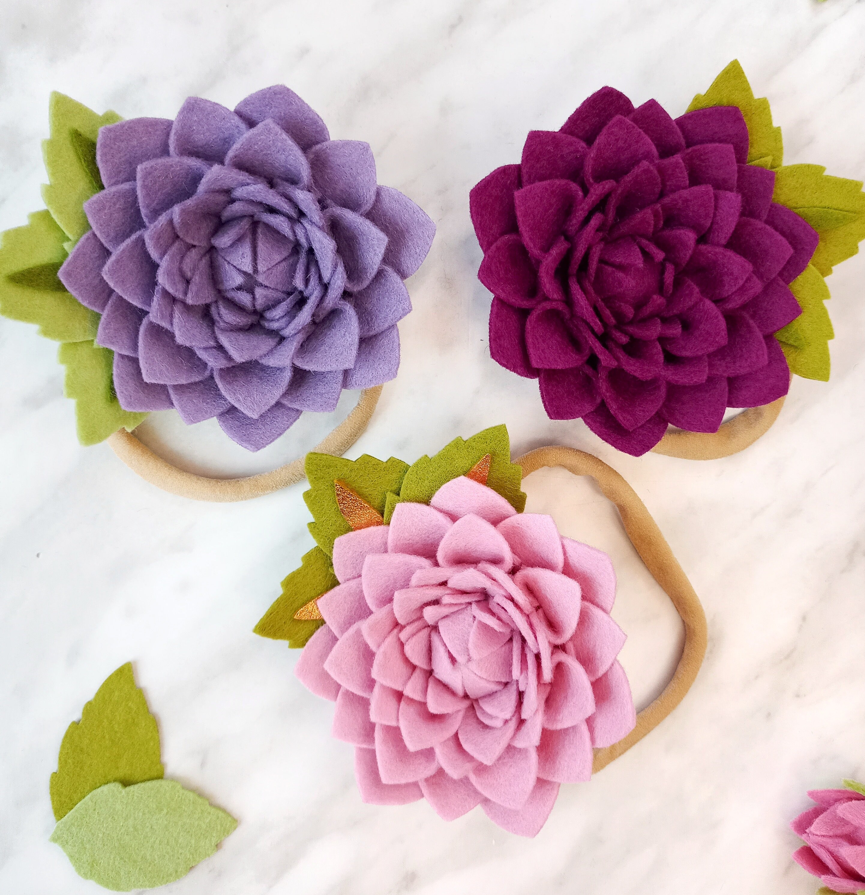 Felt Dahlia Headband PDF & SVG Pattern Digital Download, Felt Flower ...