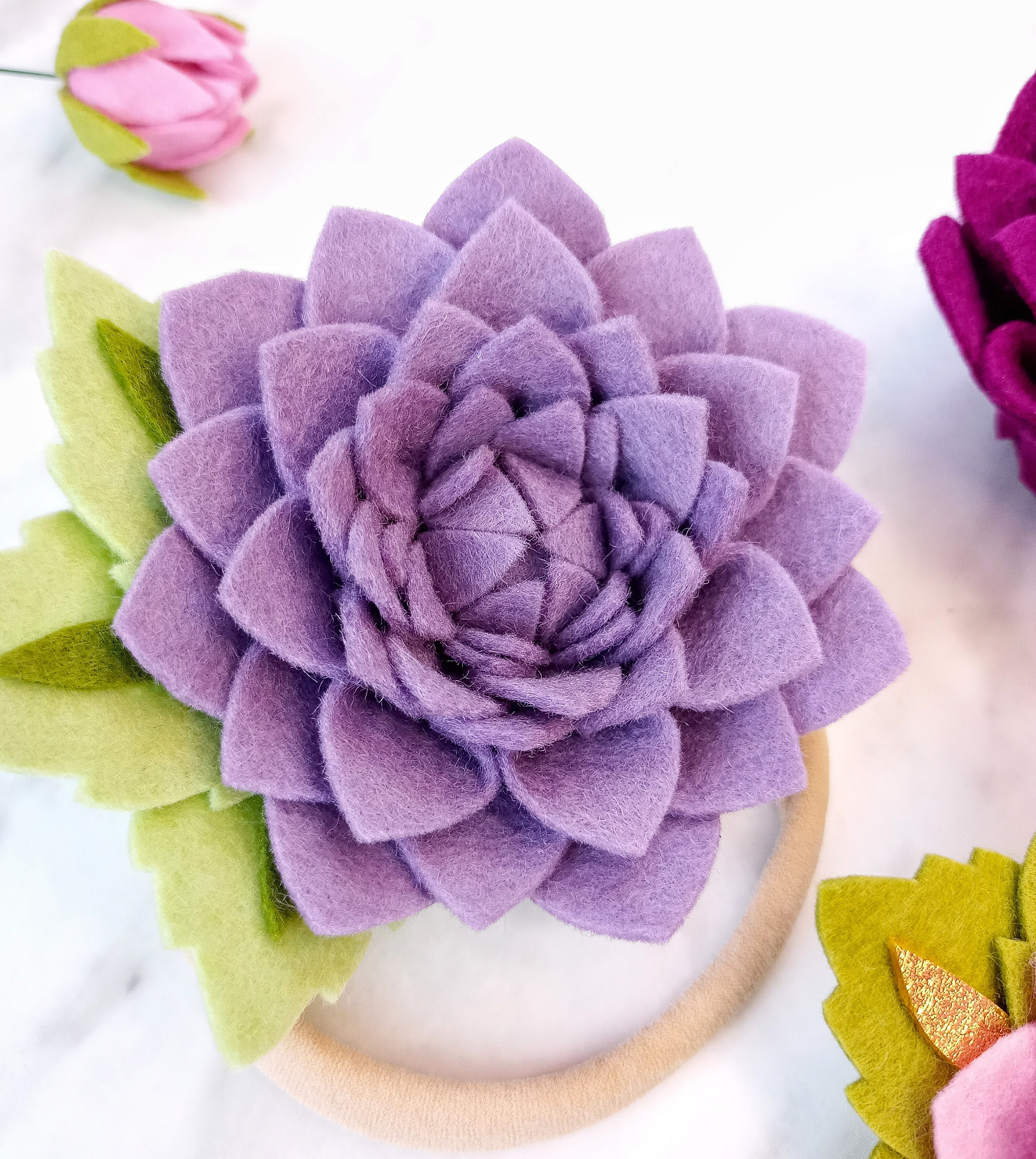 Felt Dahlia Headband PDF & SVG Pattern Digital Download, Felt Flower ...