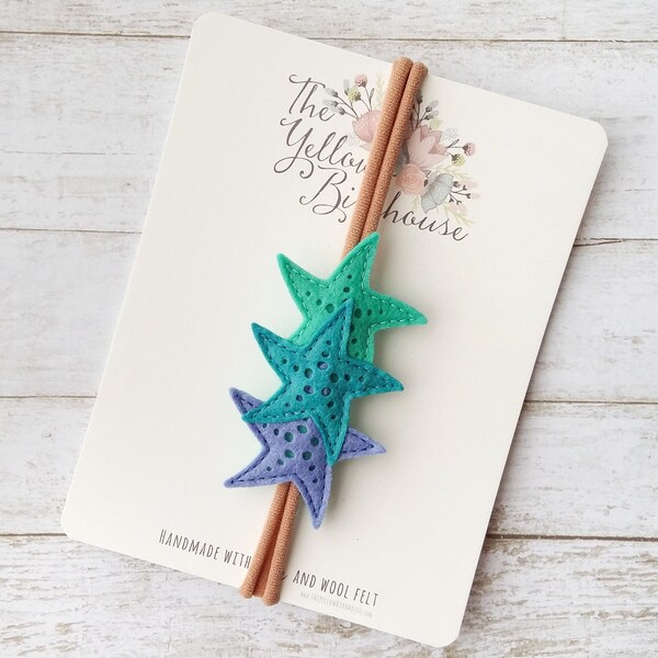 Starfish Headband. Felt Mermaid Hair Accessories. Nautical Headband. Nautical Party Favours. Felt Starfish Headband. Cute Toddler Headband.