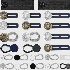 24 Pcs Adjustable Waistband Extenders, Collar Button Extenders, Silicone Elastic Fabric Metal