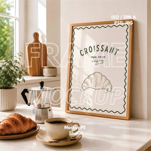 Kitchen Frame Mockup PSD | Countertop Poster Display Scene | Neutral Sunlight Interior Styling With Smart Object