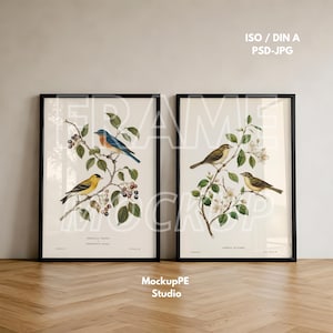 ISO A4 – Zwei Mockup-Sets mit schwarzem und Holzrahmen | Minimalistische Poster-Mockups (Digitaler Download)
