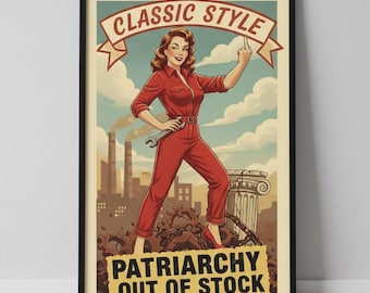 Poster di Rosie the Riveter per l'emancipazione / Arte murale femminista vintage con cornice / Decorazione retrò per i diritti delle donne