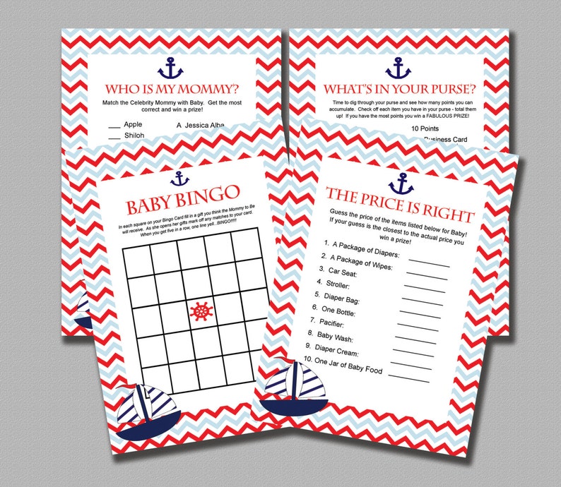 Nautical Baby Shower Games INSTANT DOWNLOAD Printable DIY | Etsy