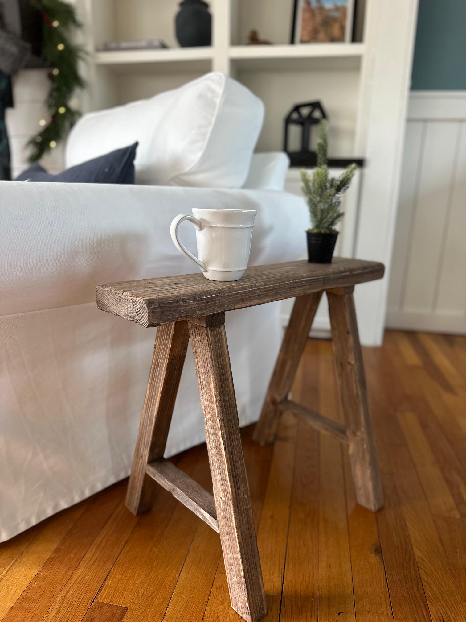 Distressed Wood Bench Farmhouse Weathered Skinny Rustic 24