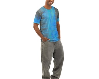 Blauw natuur-T-shirt heren – zacht katoenen streetwear-T-shirt met ronde hals