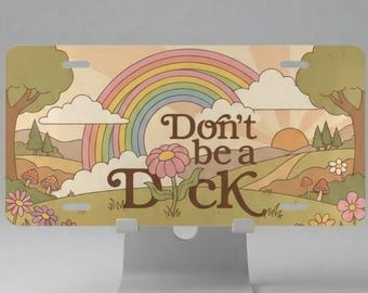 Retro 70s Rainbow Car Decor | Funny Cottagecore Whimsigoth Vanity License Plate