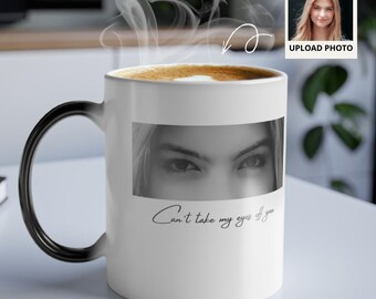 Custom Eye Photo Heat Changing Magic Mug, Personalized Human Eyes Coffee Cup, Romantic Anniversary Gift for Him Her, Eye Love You Mug