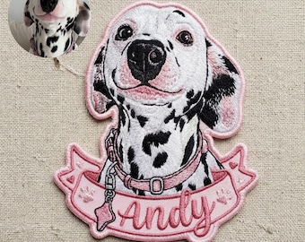 Custom Pet Portrait Patch | Personalized Embroidered Dog Badge with Name | Realistic Portrait Iron-On | Bespoke Pet Lover Gift
