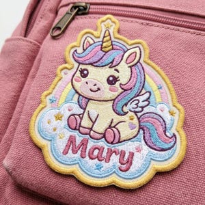 Personalized Unicorn Patch, Custom Name Embroidery, Rainbow Iron On Badge, Kawaii Girl Gift, Backpack Name Tag, Personalized Birthday Gift