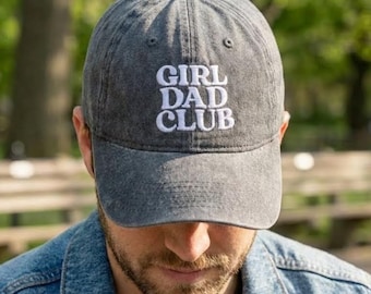 Girl Dad Club Embroidered Hat, Washed Cotton Twill