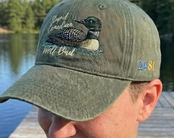 Stupid Canadian Wolf Bird Hat | 2481 Hollanov Embroidered Washed Cotton Cap | Hockey Romance Bookish Gift | Ilya and Shane Fan Merch