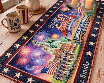 America 250 Years Liberty Bell Eagle Table Runner, USA 250th Anniversary Table Runner, 1776-2026 Patriotic Decor, 4th Of July Dining Decor