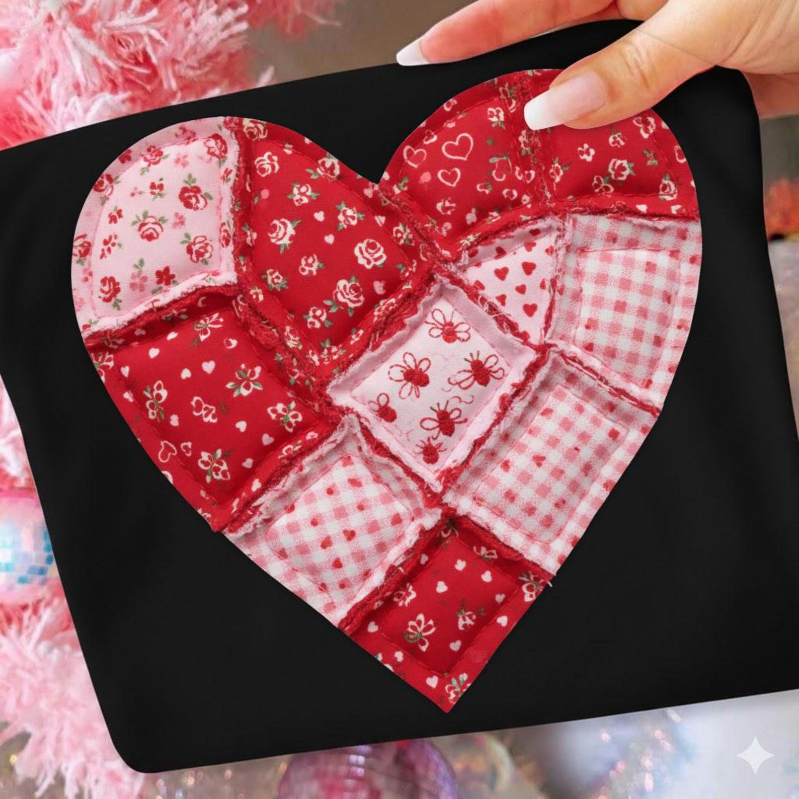 10 Valentine Heart Patchwork Png, Valentines Day Png, Valentines Day ...