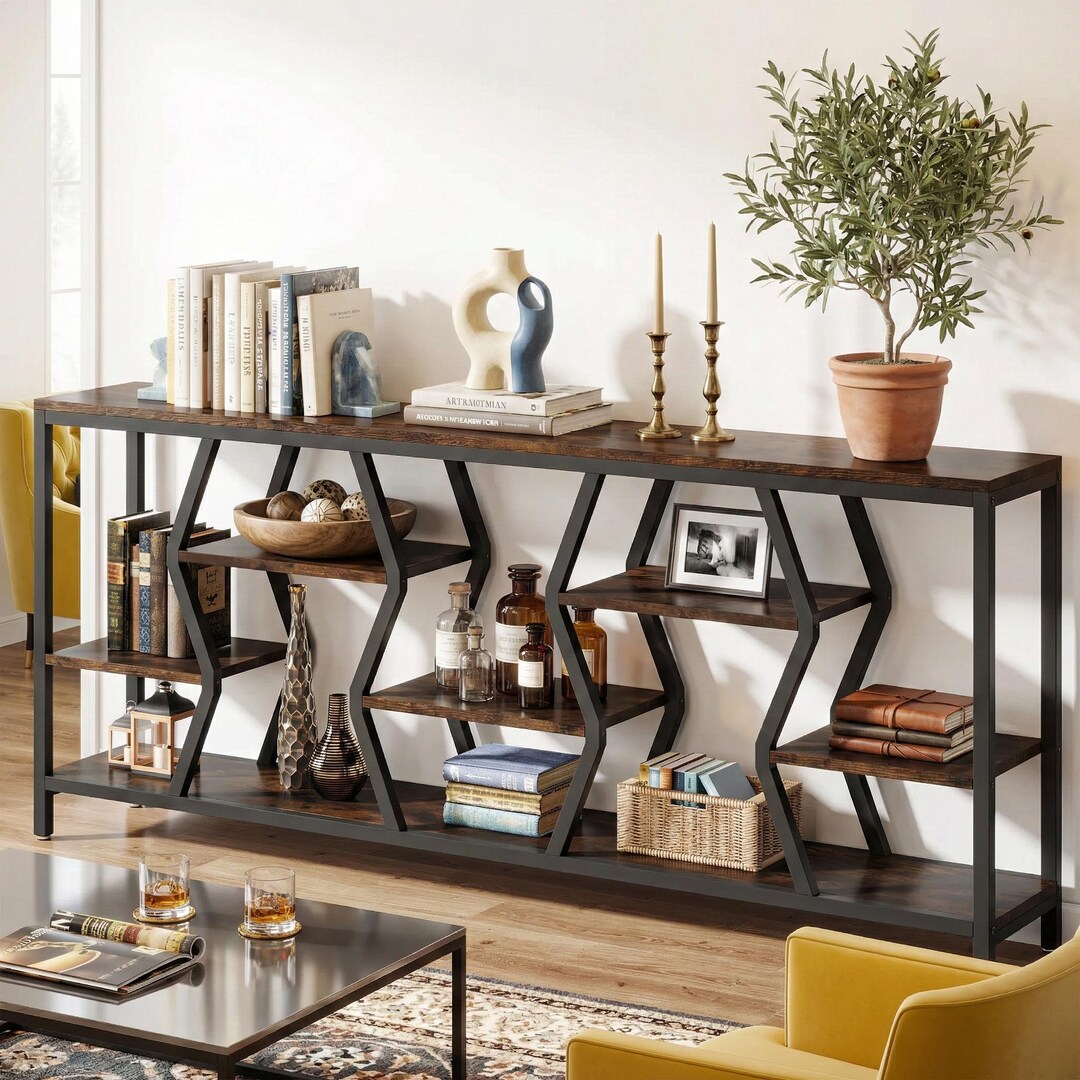 Extra Long Rustic Console Table, 4-tier Industrial Sofa Table - Etsy