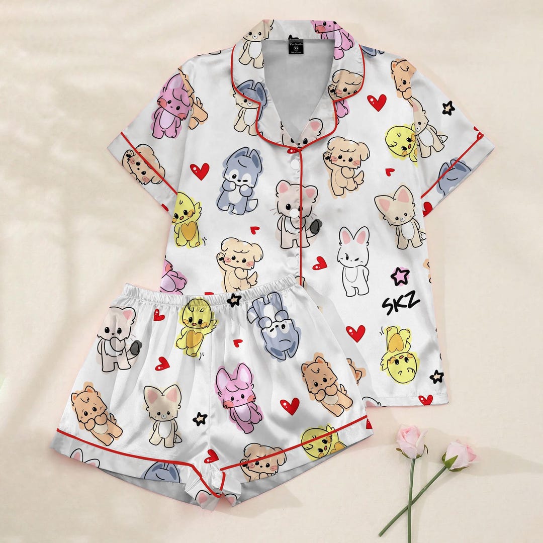 Skzcode Pajamas Kawaii Stray Kids Skzoo Pajama Set, Stray Kids Domin ATE World Tour ...