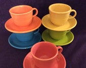 Fiesta Lead Free Cups and Saucers Modern Colors