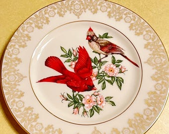 1989 Lenox Garden Bird Plate Cardinal Ivory China