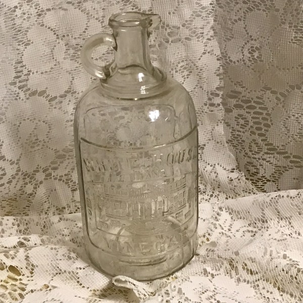 White House Vinegar Glass Bottle Etsy