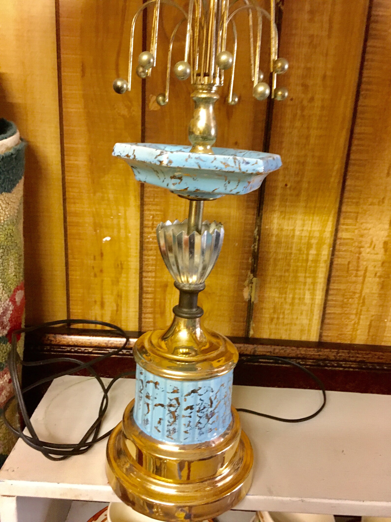 MCM Table Lamp Baby Blue and Gold Mid Century Table Lamp Etsy