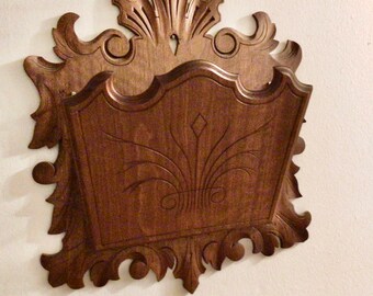 Wooden Victorian Wall Pocket Hand Carved Antique Carved Wood Beautiful  Sheet Music, Magazines