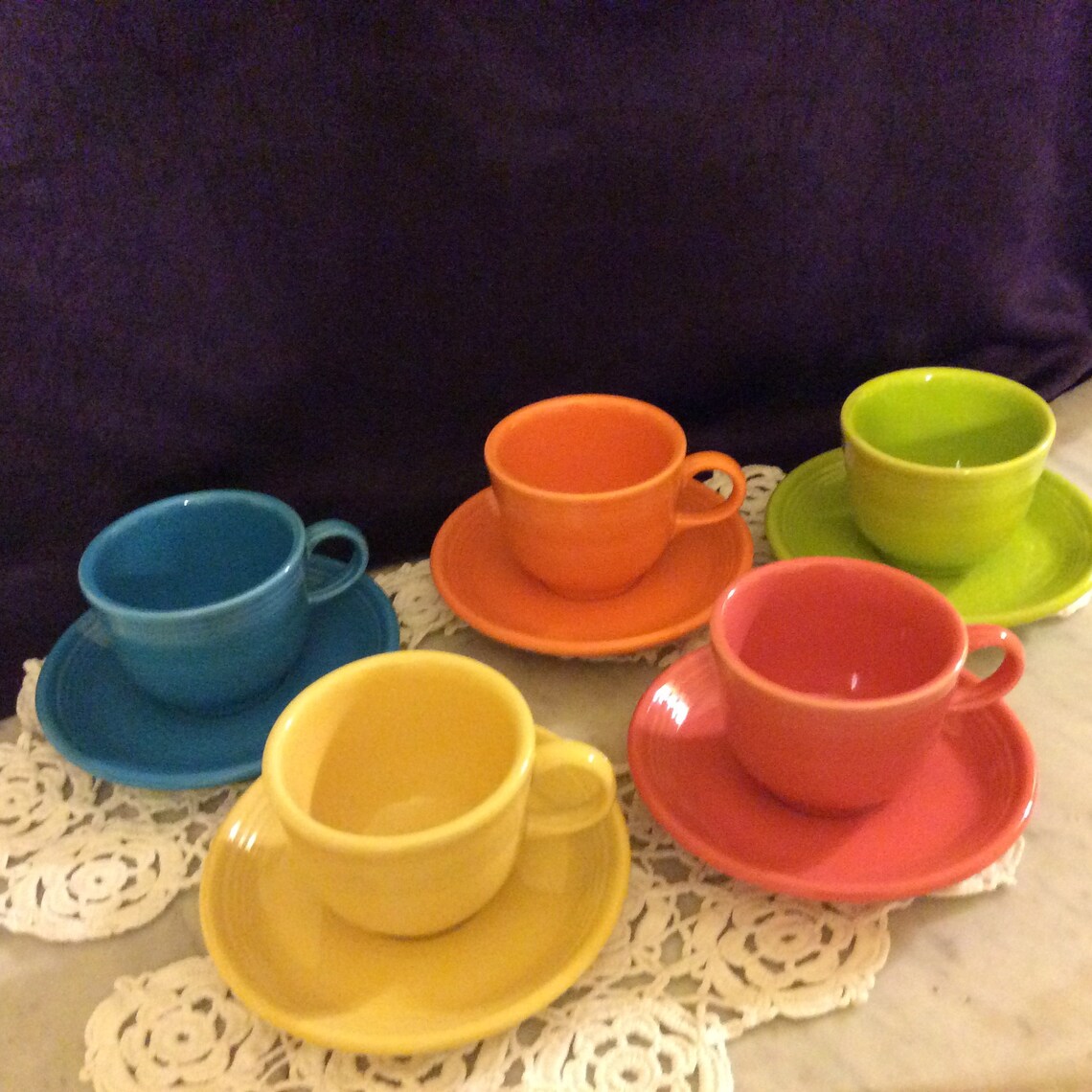 Fiesta Lead Free Cups and Saucers Modern Colors Etsy