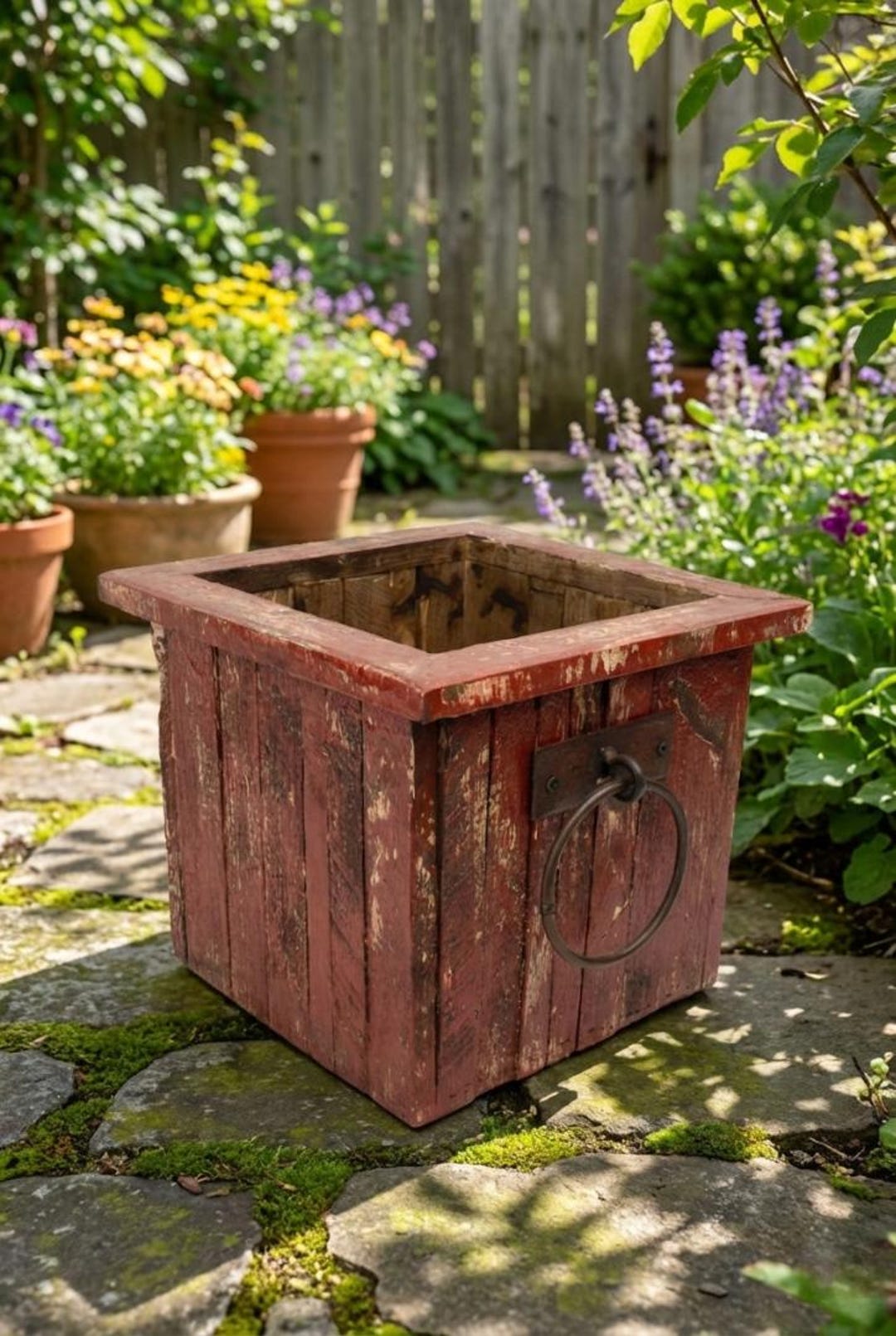Rustic Wooden Square Planter Box 11x11x10 – Farmhouse Garden & Patio ...
