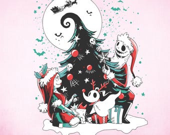 Retro Jack Skellington and Sally Christmas SVG, Christmas ,  Zero Svg Png Cut File Cricut Silhouette, Sticker, Svg Eps Dxf Png Digital File