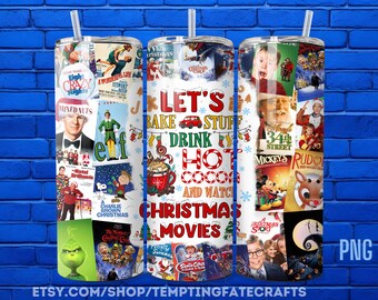 Vaso delgado de 20 oz con Buddy el Elfo, Charlie Brown, Los Muppets, Mi Pobre Angelito, Películas Navideñas, Comedia Familiar, Diseño de Película Navideña (PNG)