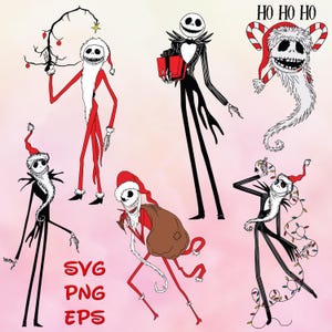Jack Skellington Svg, Christmas Jack Skellington Svg , Clipart, Png Cut File Cricut Silhouette, Sticker, Svg Eps Dxf Png Digital File