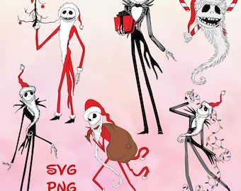 Jack Skellington Svg, Christmas Jack Skellington Svg , Clipart, Png Cut File Cricut Silhouette, Sticker, Svg Eps Dxf Png Digital File