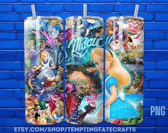 Its Magic Princess Alice 20oz Skinny Tumbler Template PNG, Alice in Wonderland Skinny Tumbler Wrap Design PNG File Digital Download
