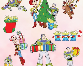 Paquete de imágenes SVG de Toy Story para Navidad y cumpleaños, paquete de Toy Story, SVG de Woody, SVG de Buzz Lightyear, PNG de Toy Story, paquete de imágenes SVG de Toy Story