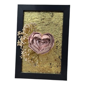 Handmade 3D Rose Heart Wall Art & Essential Oil Diffuser | Gold Leaf Floral Decor | Unique Gift For Her.
